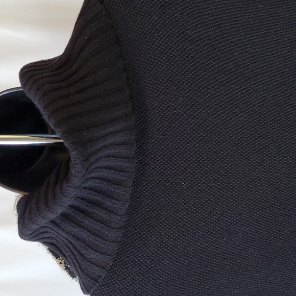 White House Black Market Assymetrical Cowl Neck Poncho In Black And Ecru Size M - Picture 6 of 12